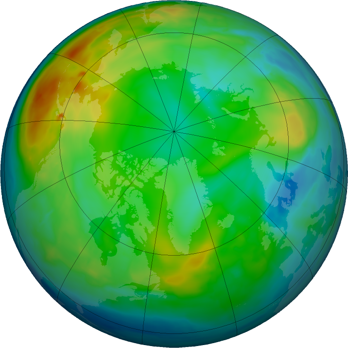Arctic ozone map for 08 December 2015